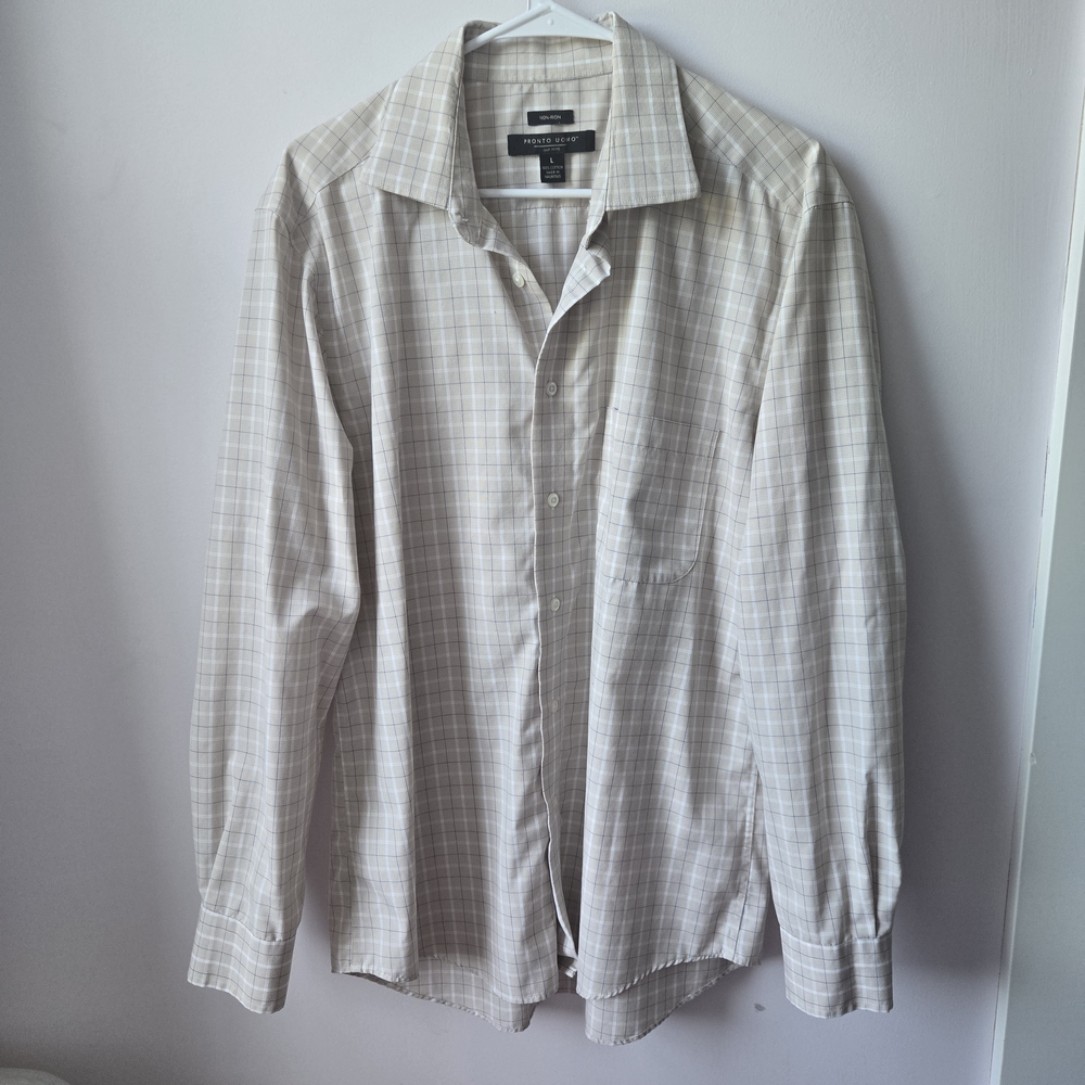 Pronto Uomo Men's Beige Plaid Shirt